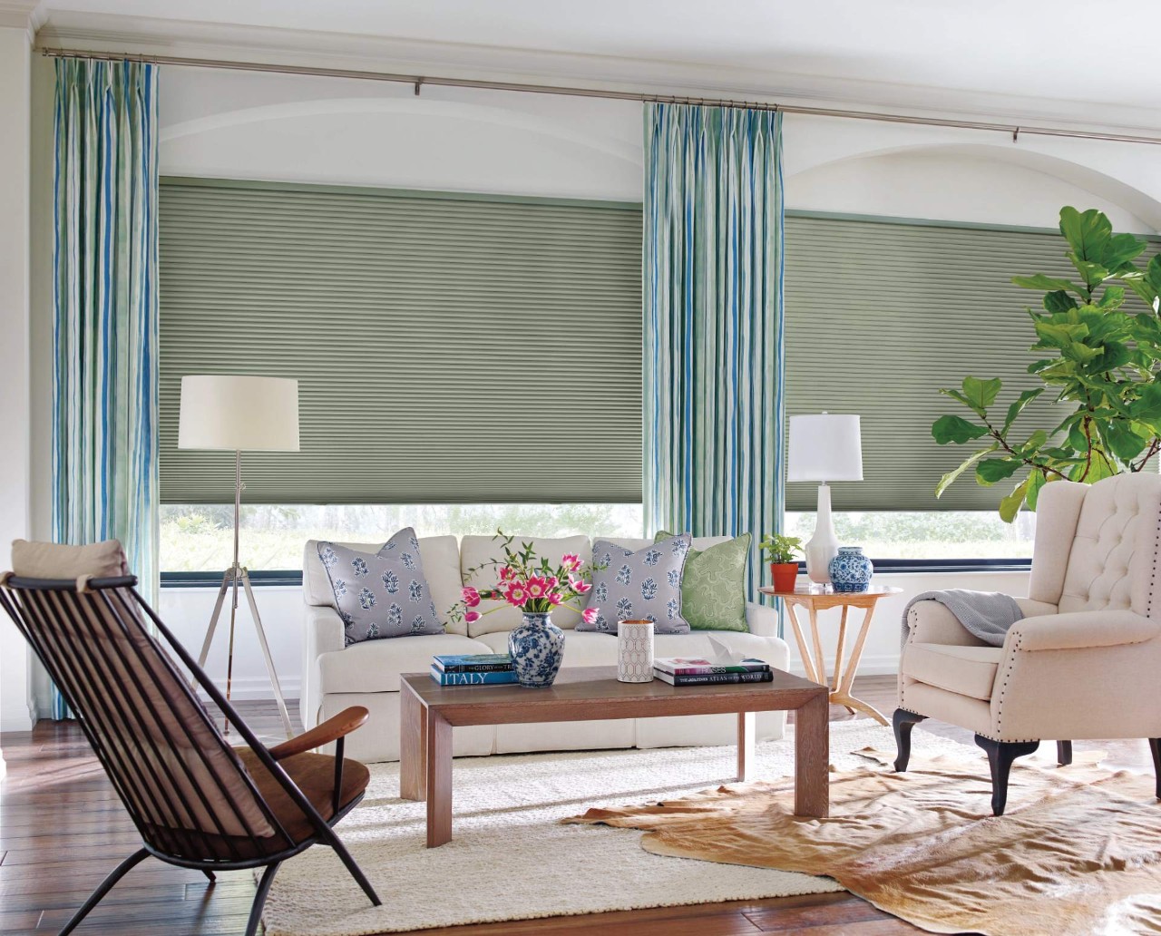 Hunter Douglas Design Studio™ Custom Drapes in a living room near Rohnert Park, California (CA)