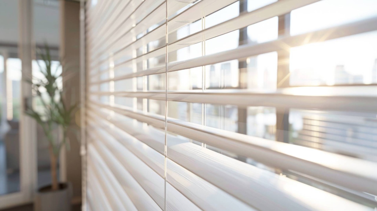 White window blinds in a home near Rohnert Park, CA