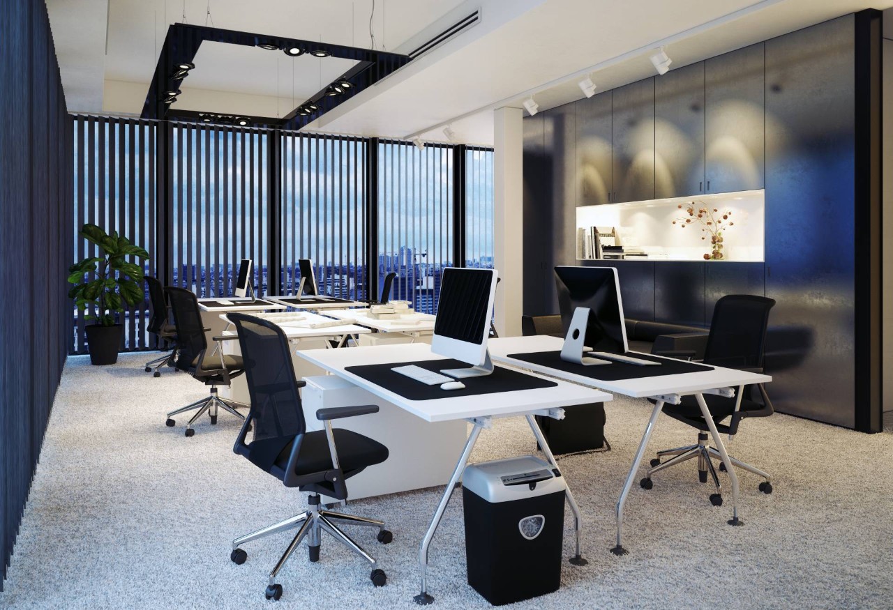 Modern office with commercial window blinds near Rohnert Park, CA